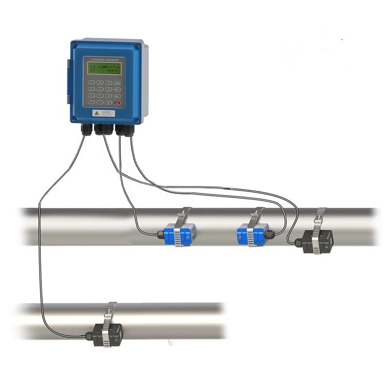 Wall-mounted host ultrasonic heat meter with external clamp flow sensor and external clamp temperature sensor