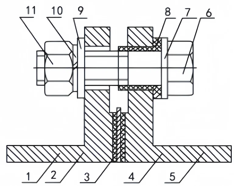 insulated flange bolt with isolating bushing and gasket
