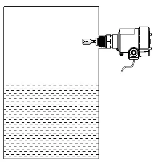 Tuning fork level switch vertical installation