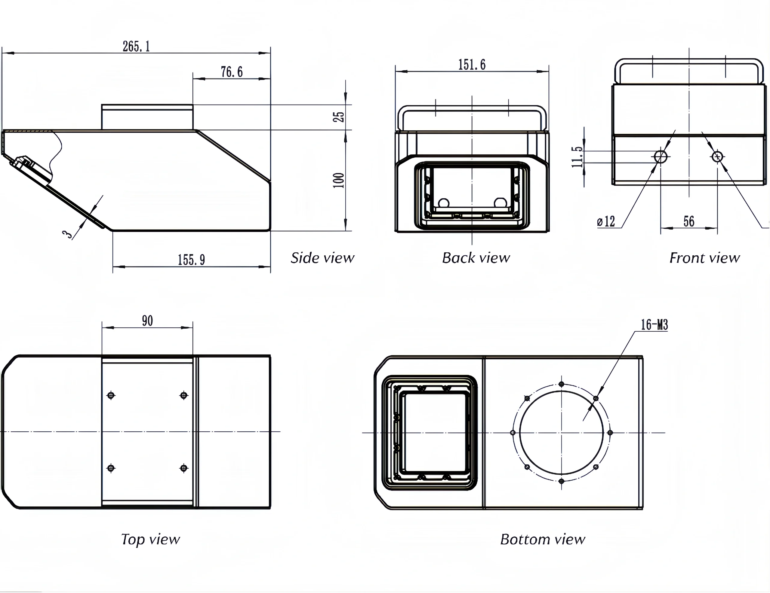 Open channel flow meter appearance and dimensions