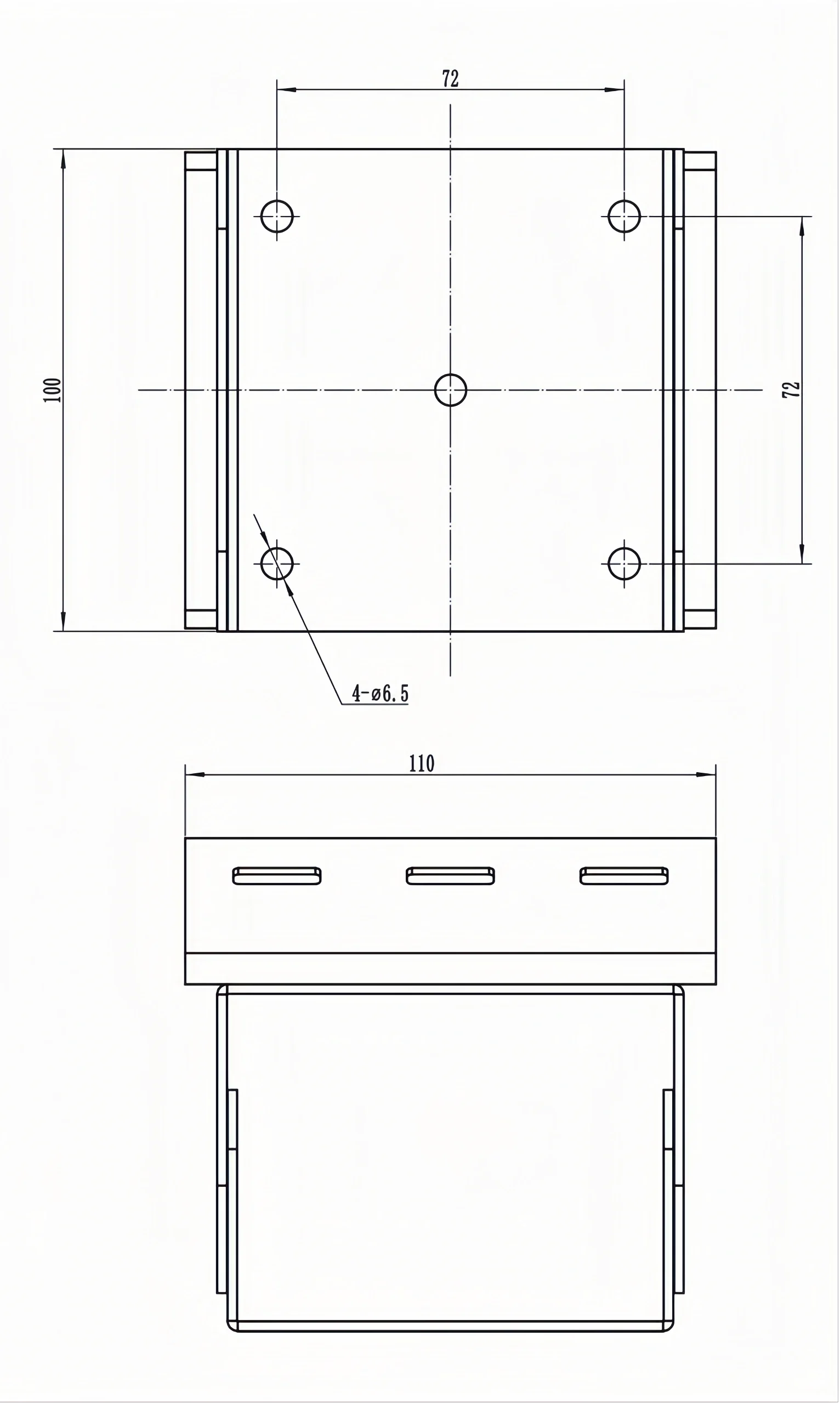 Open channel flowmeter bracket dimensions 1