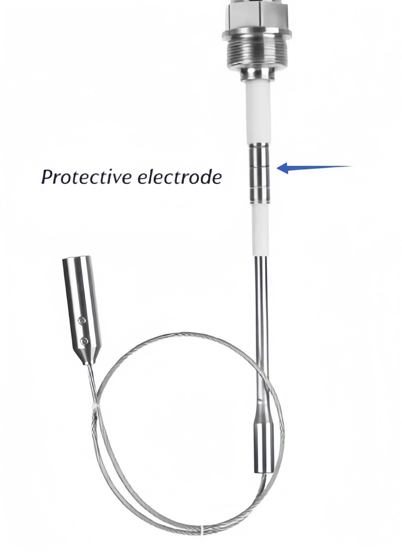 Protective electrode of radio frequency admittance level switch
